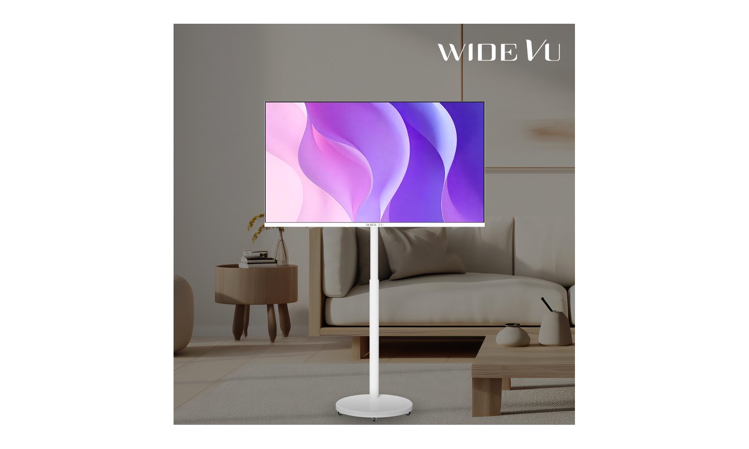 와이드무빙뷰 화이트에디션 삼탠바이미V3 셋트 QLED 109cm(43인치) UHD 4K 스마트 이동식 TV 유압식 높이조절 중소바이미 자가설치